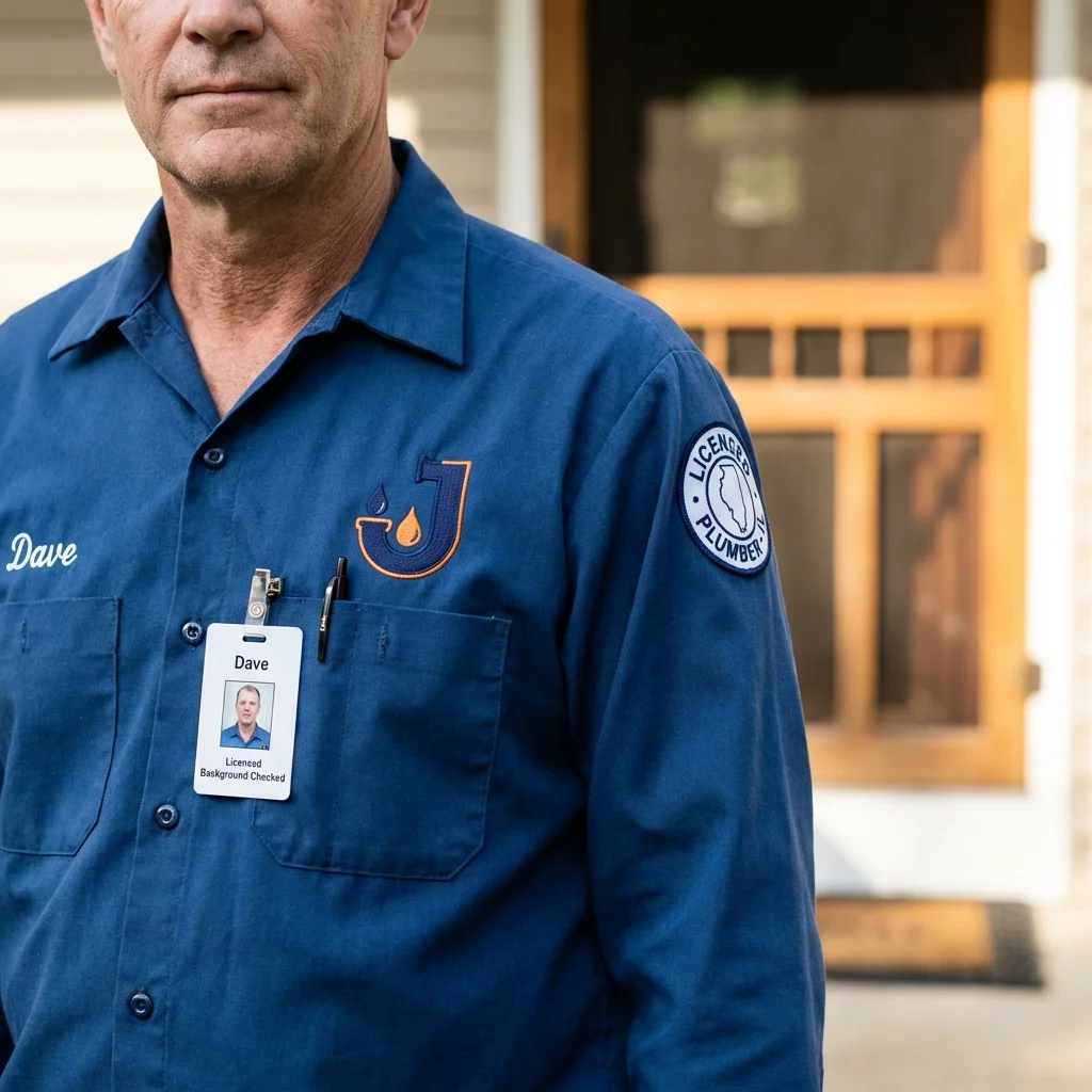 Licensed plumber showing ID badge in Wernersville, PA