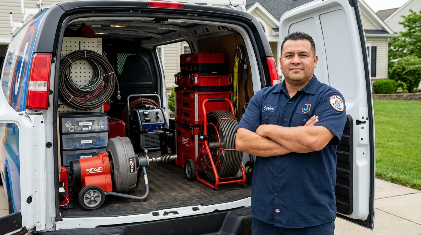 Professional drain cleaning equipment and Johns Plumbing LLC plumber in Wernersville