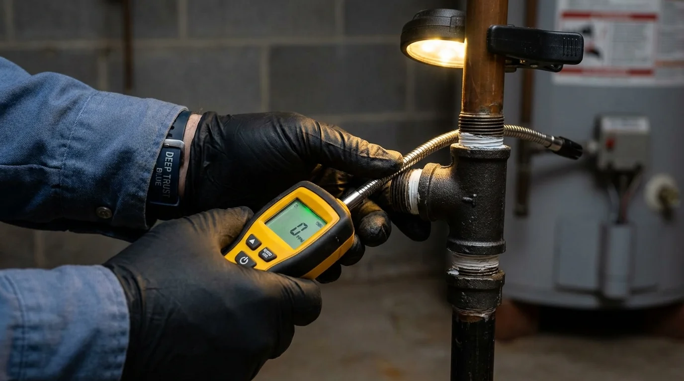 Gas leak detection with electronic sniffer by Johns Plumbing LLC in Wernersville