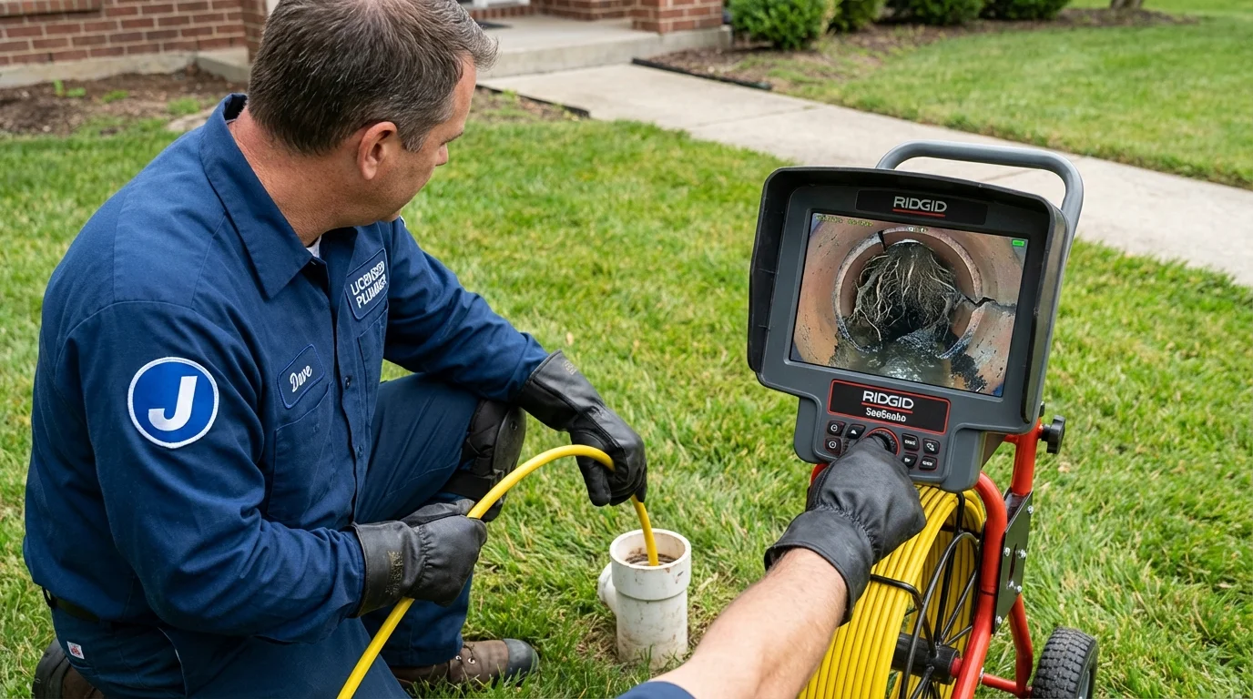 Sewer camera inspection being performed by Johns Plumbing LLC in Wernersville